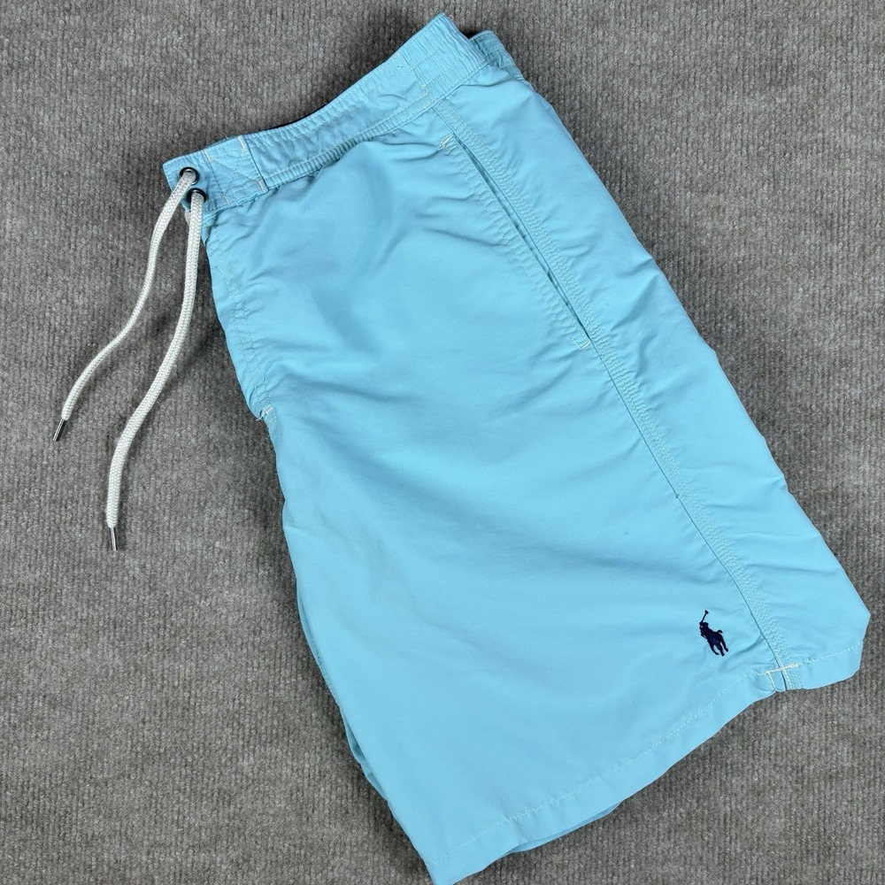 Polo Ralph Lauren Swim Trunks Mens S Blue Aqua Pony Logo Mesh Lined Board